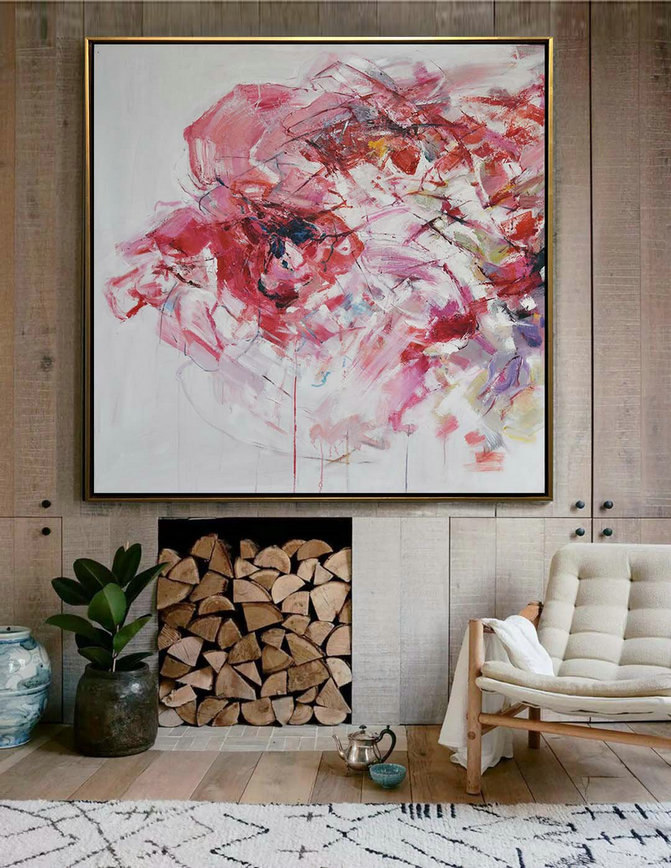 Handmade Large Painting,Abstract Landscape Painting,Acrylic Minimailist Painting