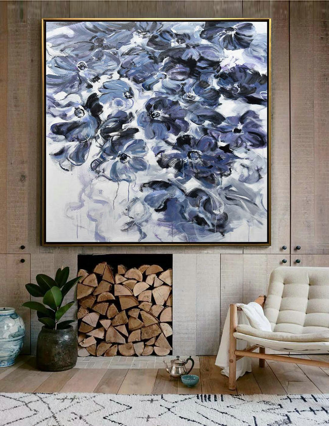 Hand Painted Extra Large Abstract Painting,Horizontal Abstract Landscape Oil Painting On Canvas,Modern Wall Decor