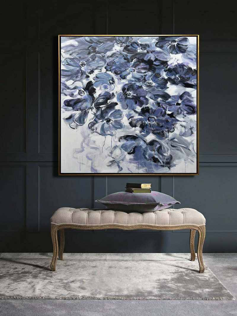 Hand Painted Extra Large Abstract Painting,Horizontal Abstract Landscape Oil Painting On Canvas,Modern Wall Decor