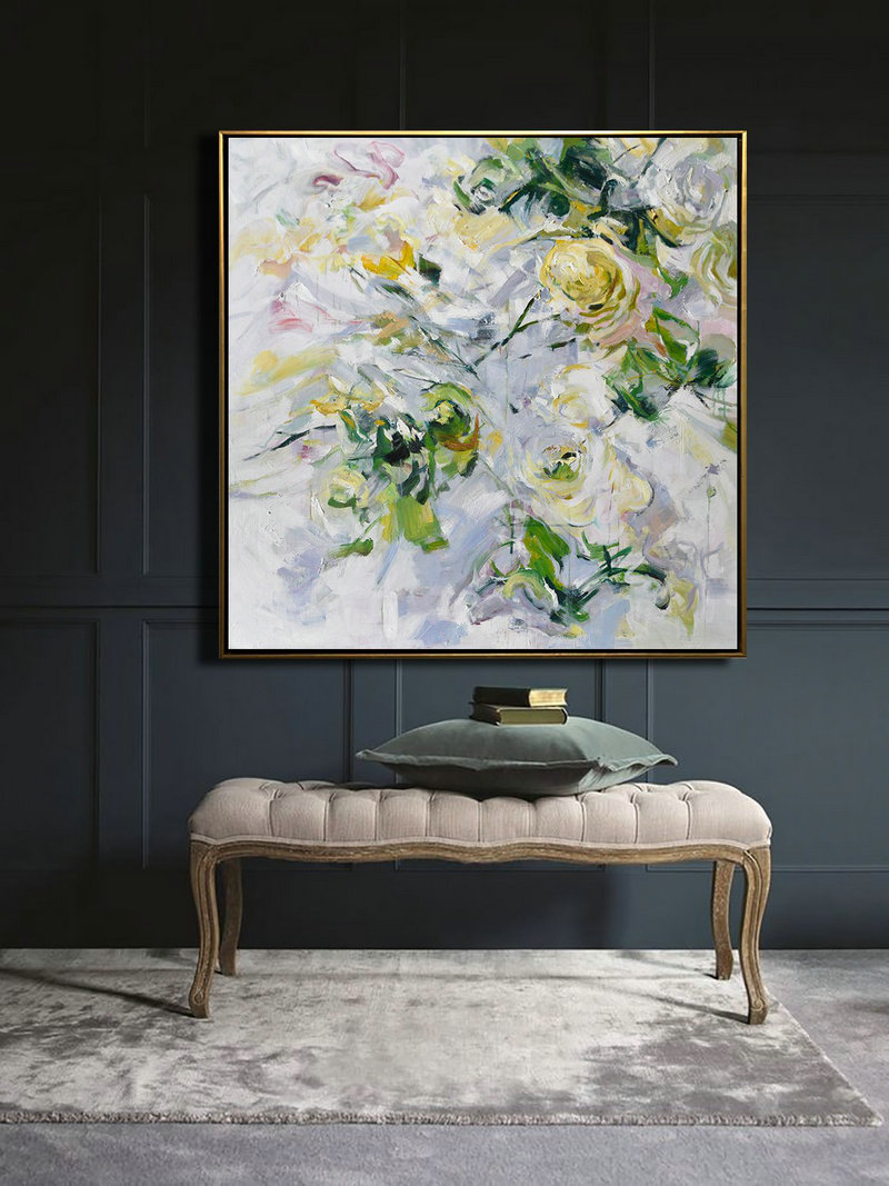Hand Painted Extra Large Abstract Painting,Horizontal Abstract Landscape Oil Painting On Canvas,Giant Canvas Wall Art