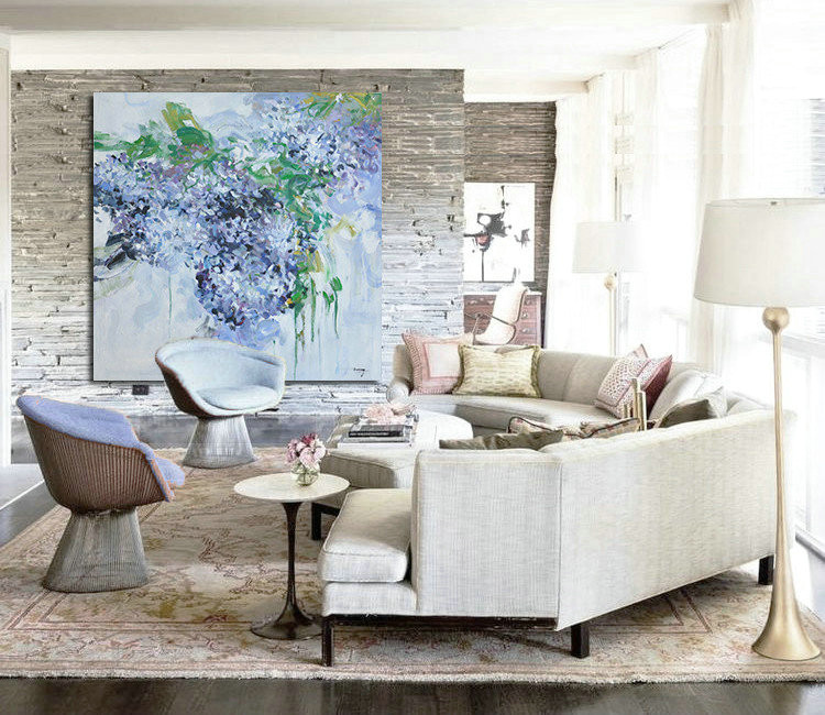 Large Abstract Art,Horizontal Abstract Landscape Oil Painting On Canvas,Contemporary Wall Art
