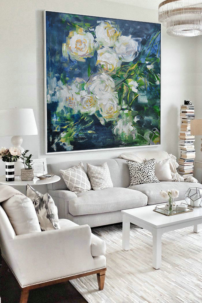 Large Contemporary Art Acrylic Painting,Horizontal Abstract Landscape Oil Painting On Canvas,Textured Painting Canvas Art