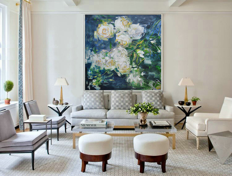Large Contemporary Art Acrylic Painting,Horizontal Abstract Landscape Oil Painting On Canvas,Textured Painting Canvas Art
