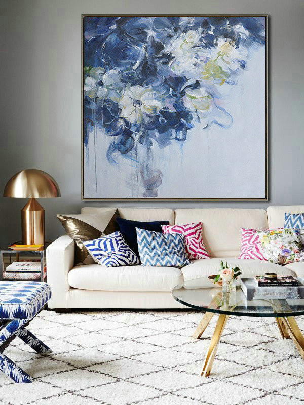 Extra Large 72" Acrylic Painting,Panoramic Abstract Landscape Painting,Extra Large Wall Art