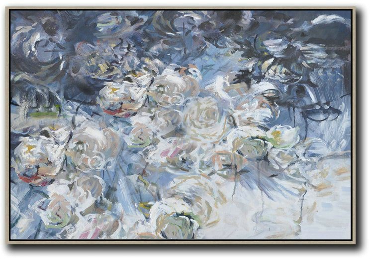 Extra Large Canvas Art,Panoramic Abstract Landscape Painting,Large Living Room Wall Decor
