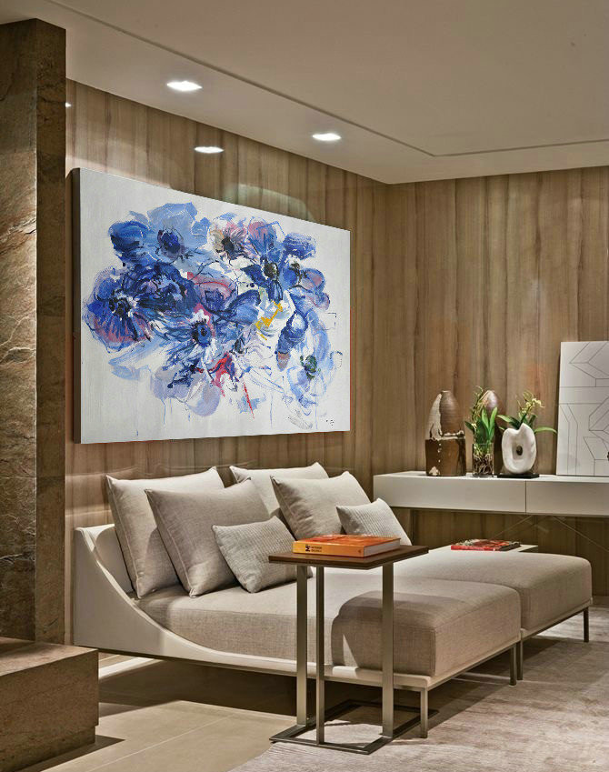 Extra Large Acrylic Painting On Canvas,Horizontal Abstract Landscape Oil Painting On Canvas,Modern Paintings