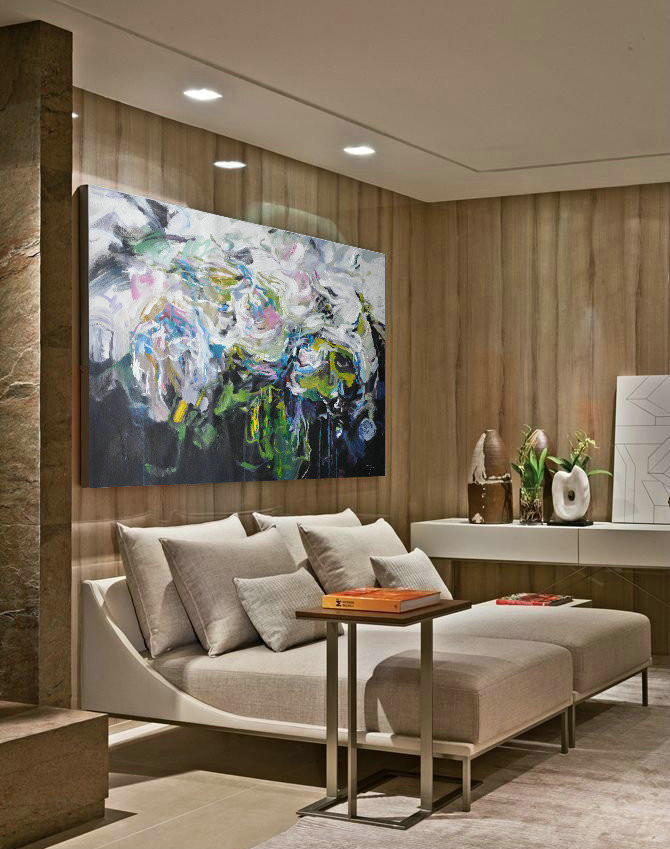 Original Painting Hand Made Large Abstract Art,Horizontal Abstract Landscape Oil Painting On Canvas,Abstract Oil Painting
