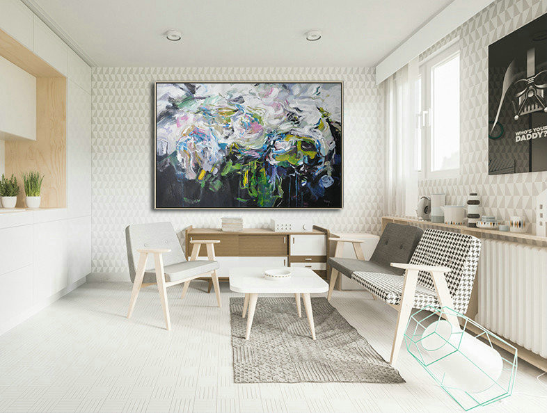 Original Painting Hand Made Large Abstract Art,Horizontal Abstract Landscape Oil Painting On Canvas,Abstract Oil Painting